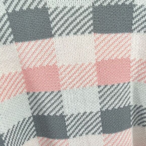 Hazel Moon Women’s Pink Grey Plaid V-Neck Distressed Fringe Pullover Sweater 3X - Picture 10 of 13